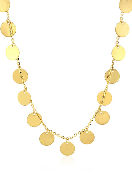 Choker Necklace with Polished Discs in 14k Yellow Gold