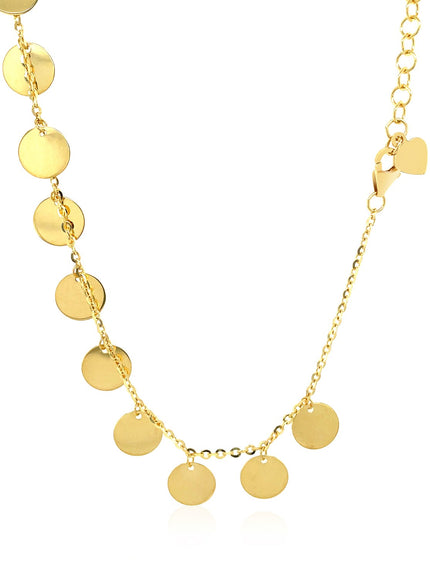 Choker Necklace with Polished Discs in 14k Yellow Gold