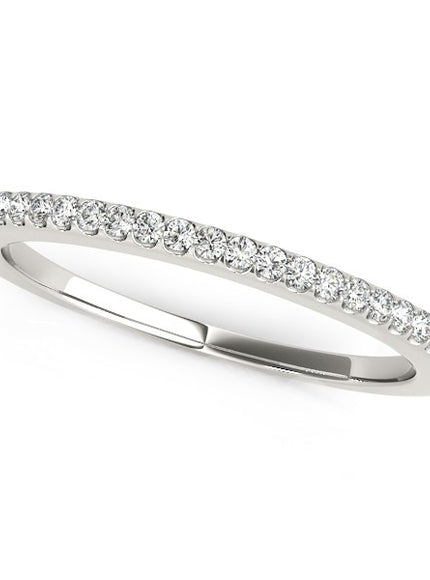 14k White Gold Pave Scallop Setting Diamond Wedding Band (1/8 cttw)