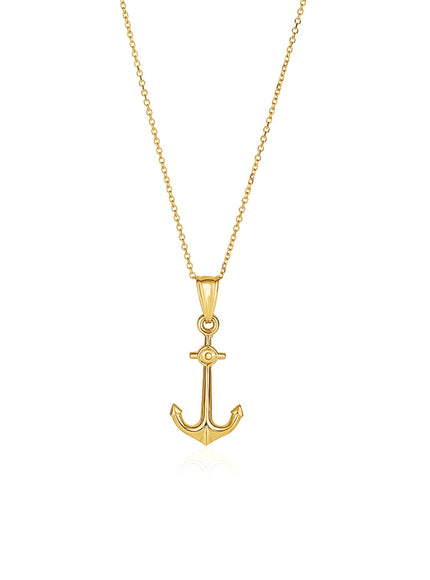 14k Yellow Gold Cable Chain with Anchor Pendant