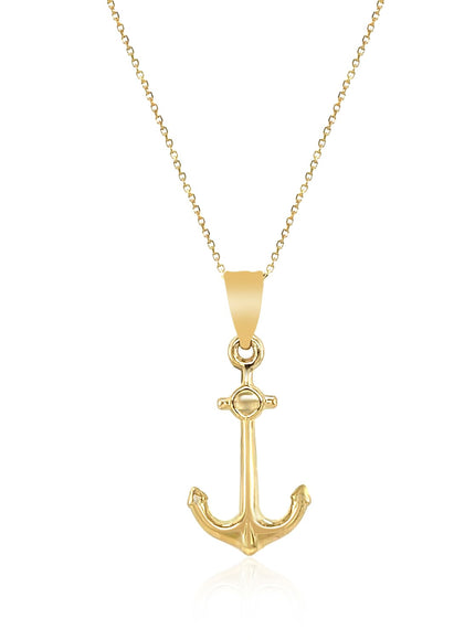 14k Yellow Gold Cable Chain with Anchor Pendant