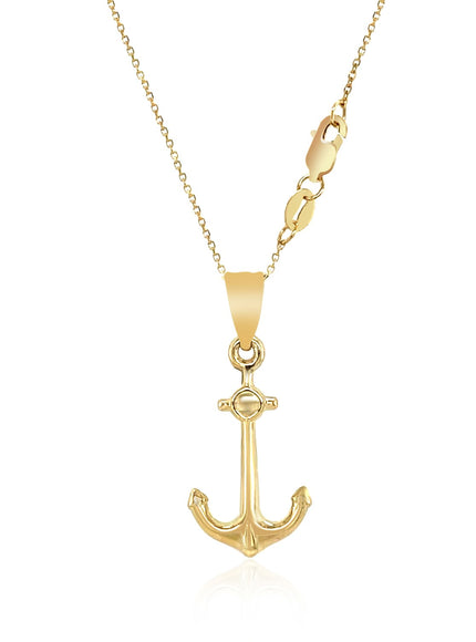 14k Yellow Gold Cable Chain with Anchor Pendant