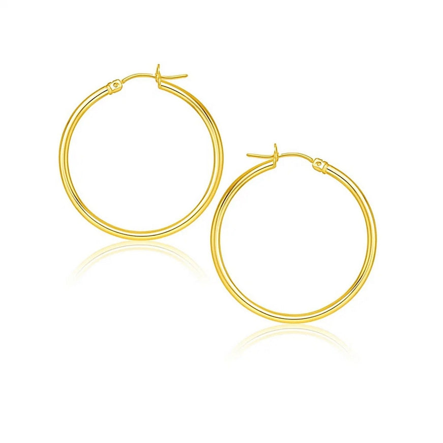 10k Yellow Gold Polished Hoop Earrings (25 mm)