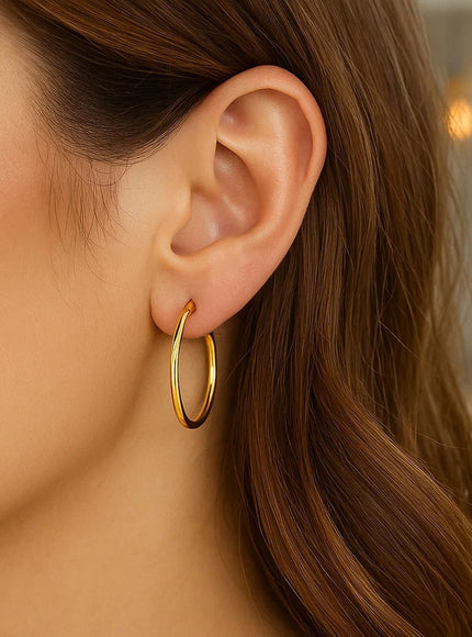 10k Yellow Gold Polished Hoop Earrings (25 mm)