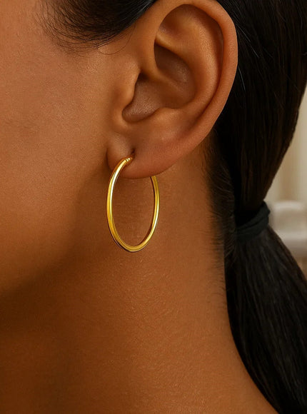 10k Yellow Gold Polished Hoop Earrings (25 mm)