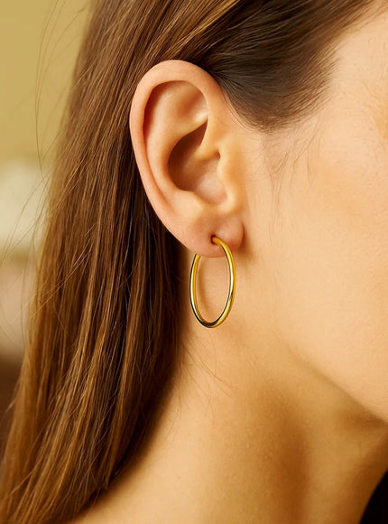 10k Yellow Gold Polished Hoop Earrings (25 mm)