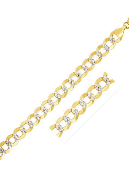 8.2 mm 14k Two Tone Gold Pave Curb Chain