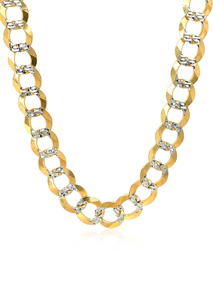 8.2 mm 14k Two Tone Gold Pave Curb Chain