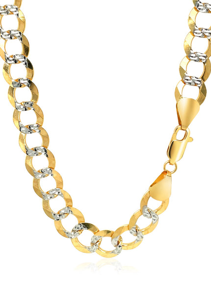 8.2 mm 14k Two Tone Gold Pave Curb Chain