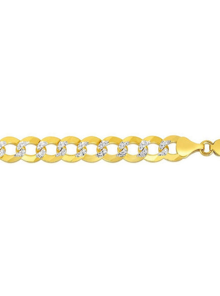 8.2 mm 14k Two Tone Gold Pave Curb Chain
