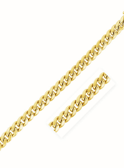 7.5mm 14k Yellow Gold Semi Solid Miami Cuban Chain