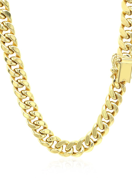 7.5mm 14k Yellow Gold Semi Solid Miami Cuban Chain