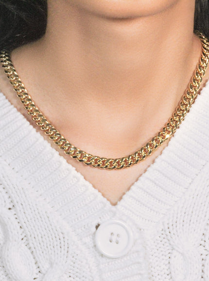 7.5mm 14k Yellow Gold Semi Solid Miami Cuban Chain