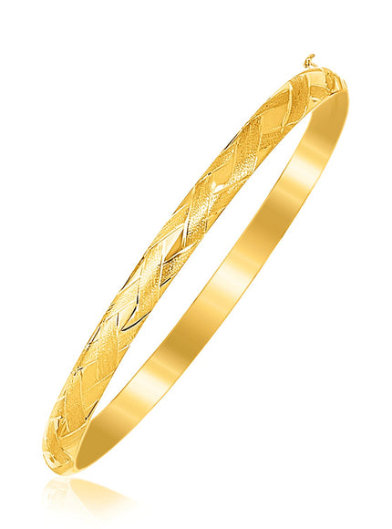 14k Yellow Gold Children's Bangle with Diamond Cuts