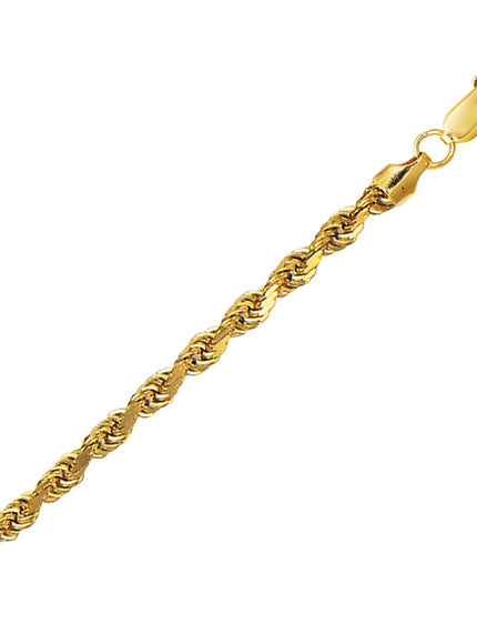 4.0mm 10K Yellow Gold Hollow Diamond Cut Rope Chain