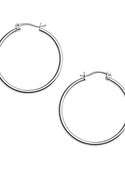 10k White Gold Polished Hoop Earrings (40mm)