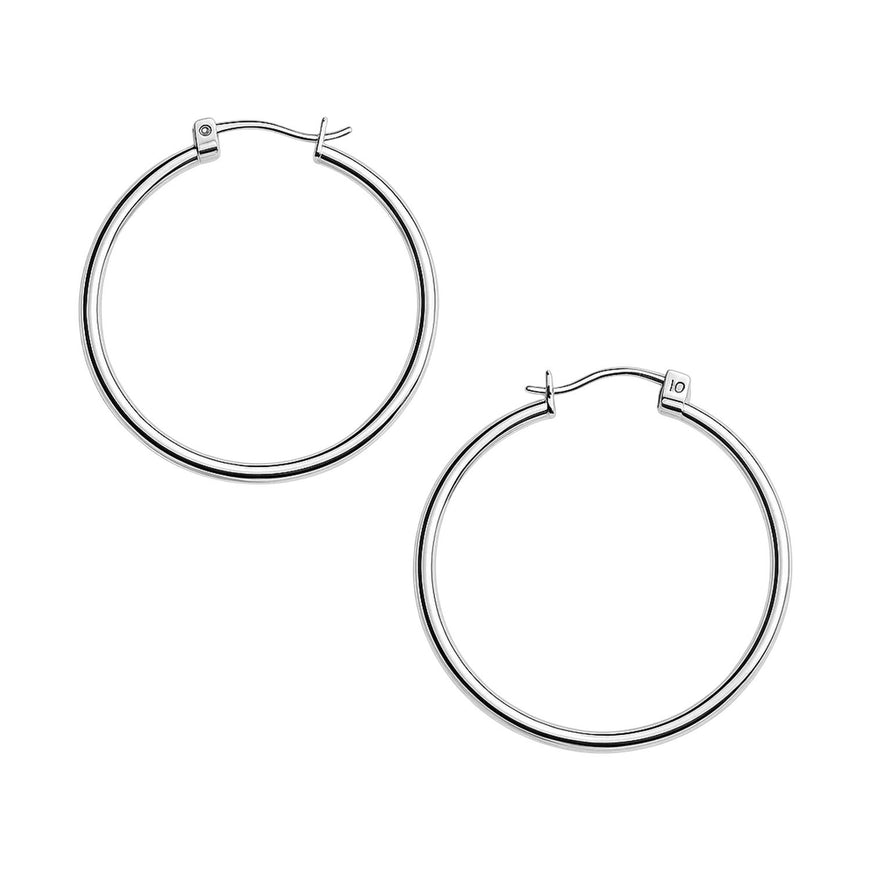 10k White Gold Polished Hoop Earrings (40mm)