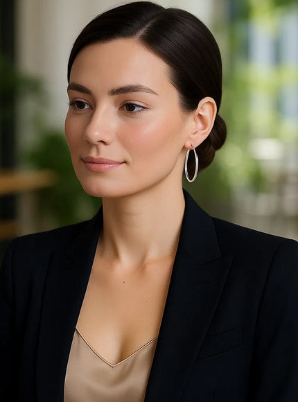 10k White Gold Polished Hoop Earrings (40mm)