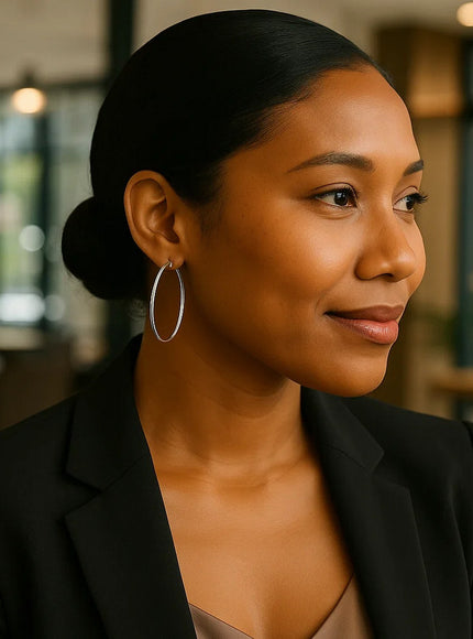 10k White Gold Polished Hoop Earrings (40mm)