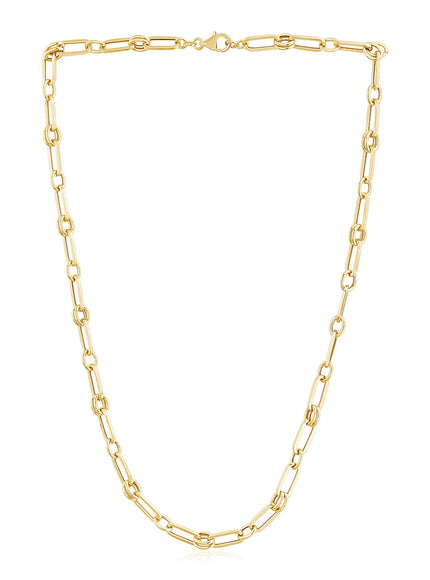 14k Yellow Gold High Polish Paperclip Rondel Link Chain (5.6mm)