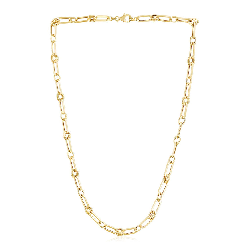 14k Yellow Gold High Polish Paperclip Rondel Link Chain (5.6mm)