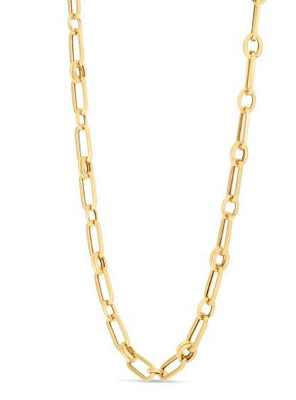 14k Yellow Gold High Polish Paperclip Rondel Link Chain (5.6mm)