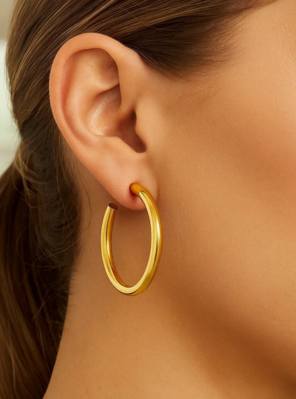 14k Yellow Gold Polished Hoop Earrings