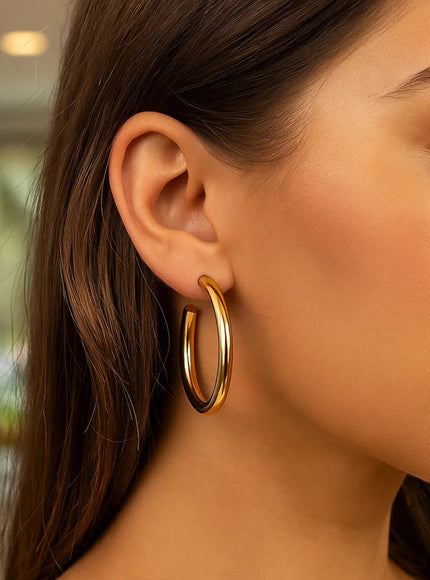 14k Yellow Gold Polished Hoop Earrings
