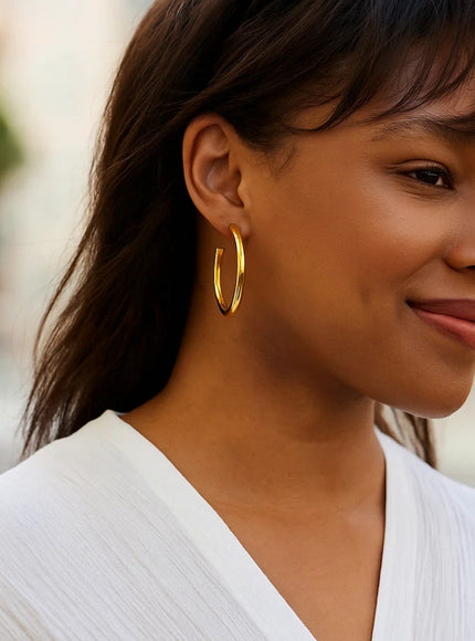 14k Yellow Gold Polished Hoop Earrings