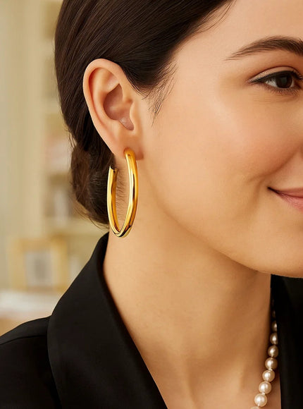 14k Yellow Gold Polished Hoop Earrings