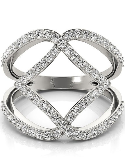 14k White Gold Entwined Design Diamond Dual Band Ring (3/4 cttw)