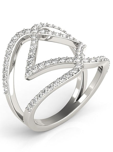 14k White Gold Entwined Design Diamond Dual Band Ring (3/4 cttw)