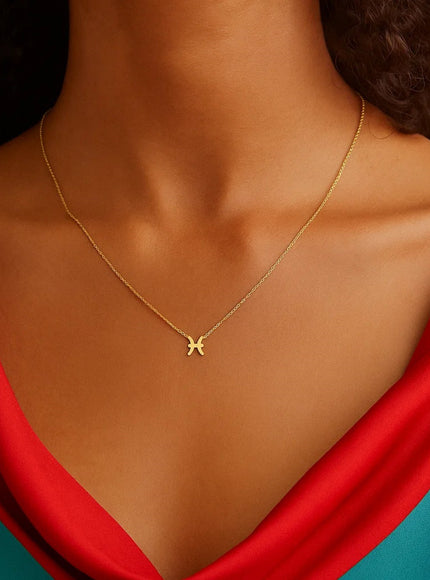 14K Yellow Gold Pisces Necklace