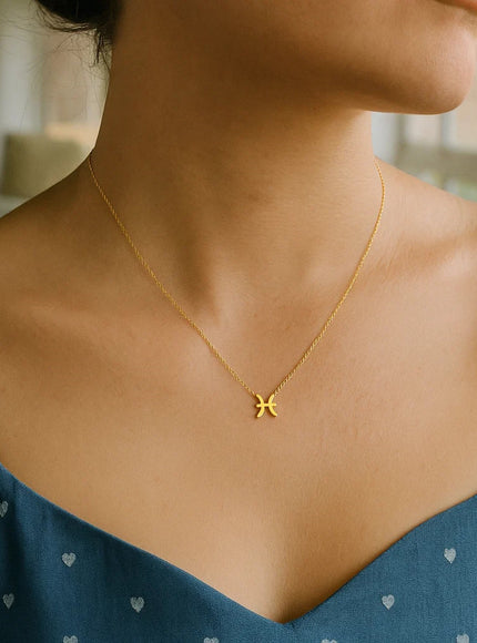 14K Yellow Gold Pisces Necklace