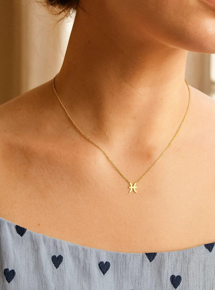 14K Yellow Gold Pisces Necklace