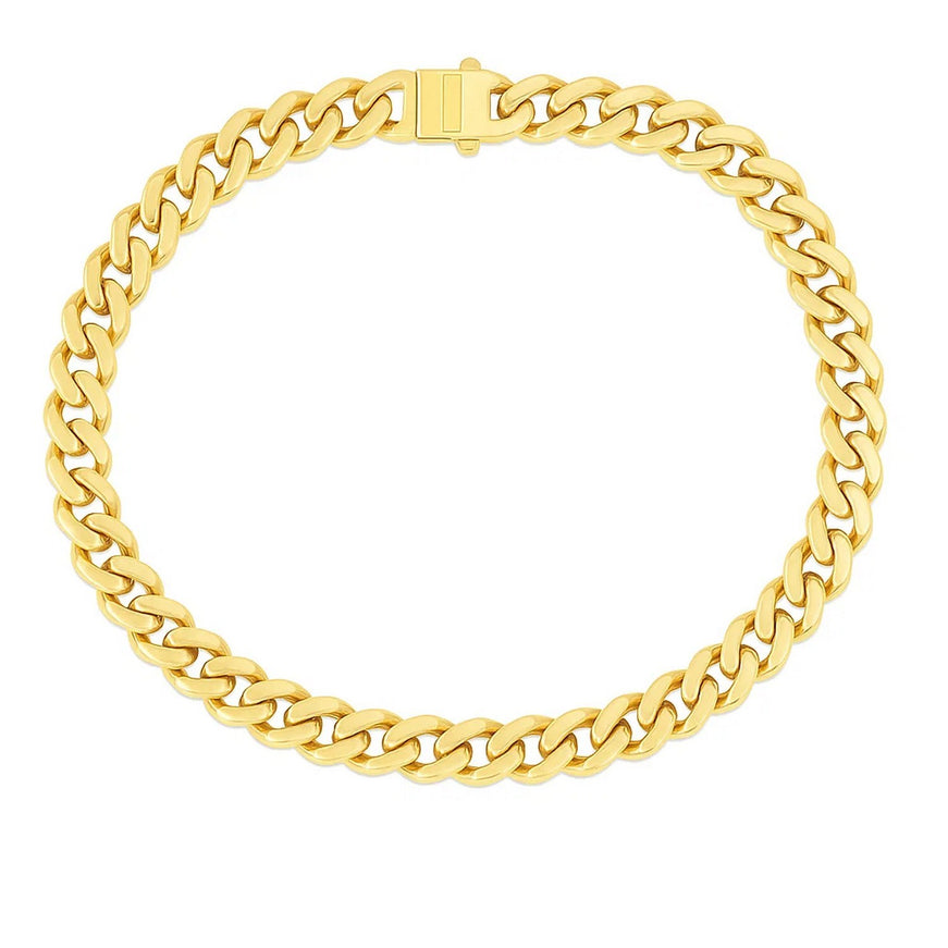 14k Yellow Gold Polished Miami Cuban Chain Bracelet