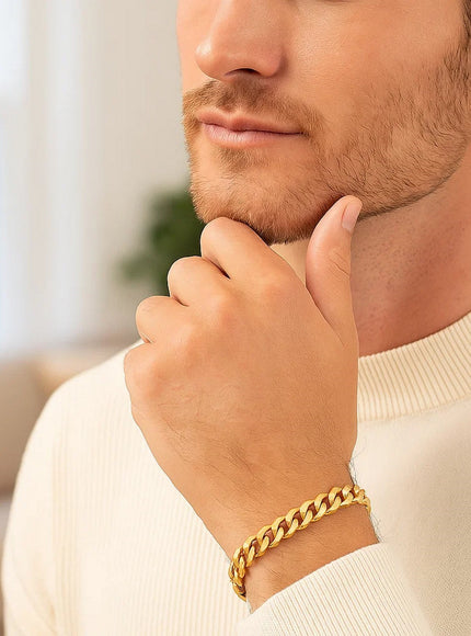 14k Yellow Gold Polished Miami Cuban Chain Bracelet