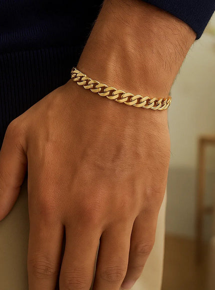 14k Yellow Gold Polished Miami Cuban Chain Bracelet