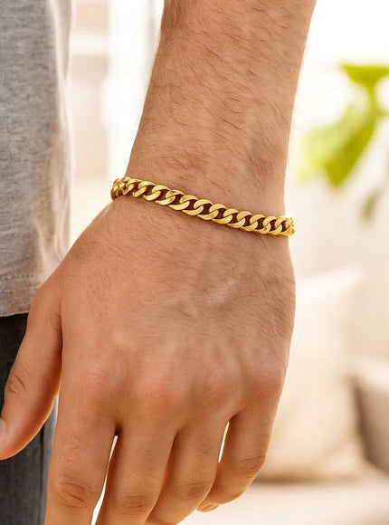 14k Yellow Gold Polished Miami Cuban Chain Bracelet