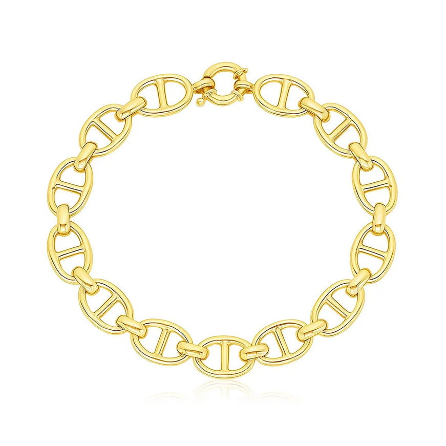 14k Yellow Gold High Polish Mariner Link Bracelet (8.8mm)