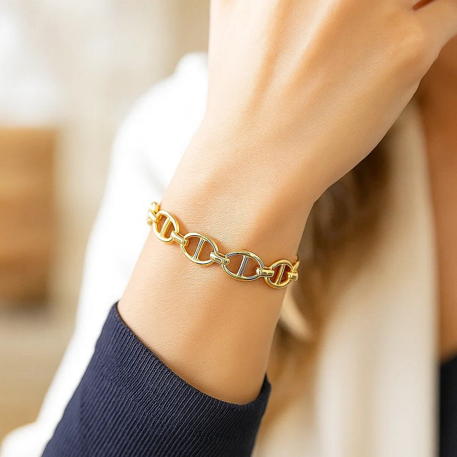14k Yellow Gold High Polish Mariner Link Bracelet (8.8mm)