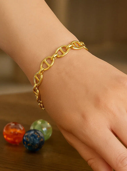 14k Yellow Gold High Polish Mariner Link Bracelet (8.8mm)