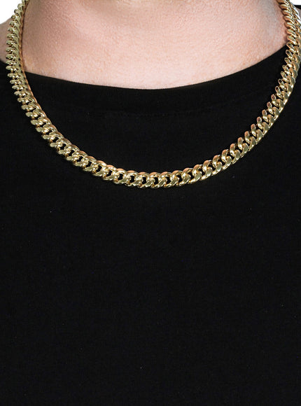 9.15mm 10k Yellow Gold Semi Solid Miami Cuban Chain