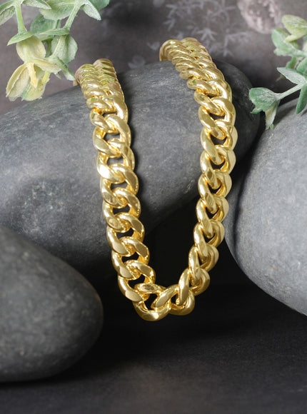 9.15mm 10k Yellow Gold Semi Solid Miami Cuban Chain