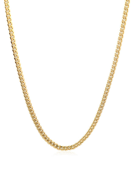 3.2mm 14k Yellow Gold Classic Solid Miami Cuban Chain