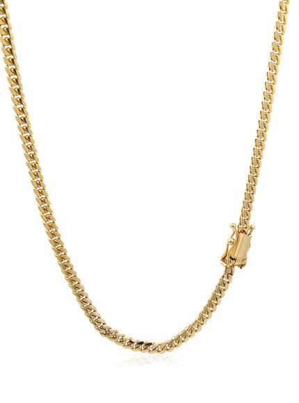 3.2mm 14k Yellow Gold Classic Solid Miami Cuban Chain