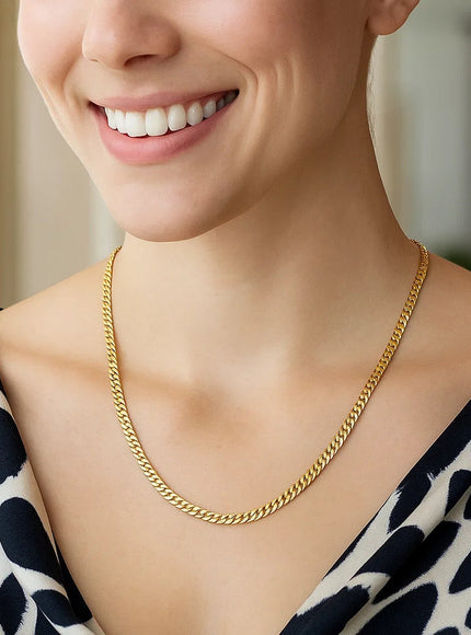 3.2mm 14k Yellow Gold Classic Solid Miami Cuban Chain