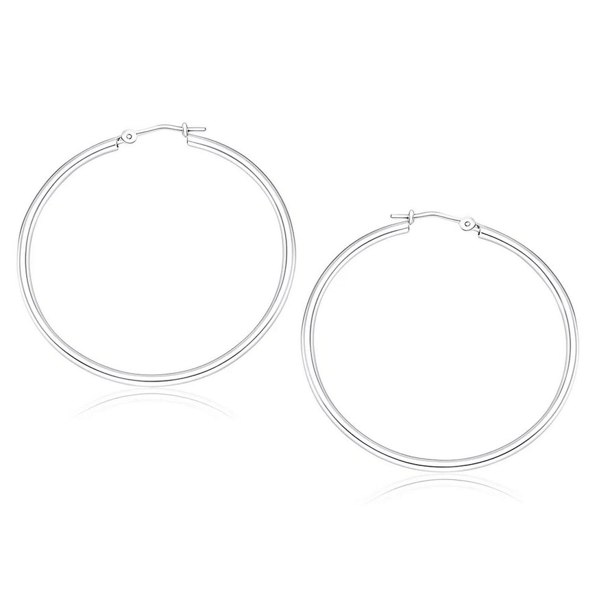 10k White Gold Polished Hoop Earrings (40 mm)