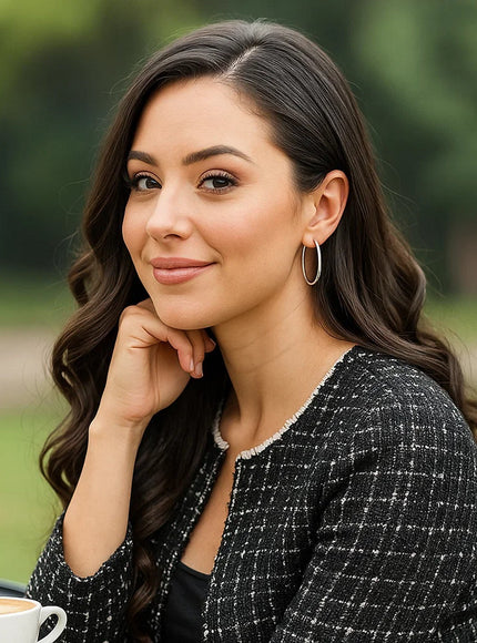 10k White Gold Polished Hoop Earrings (40 mm)