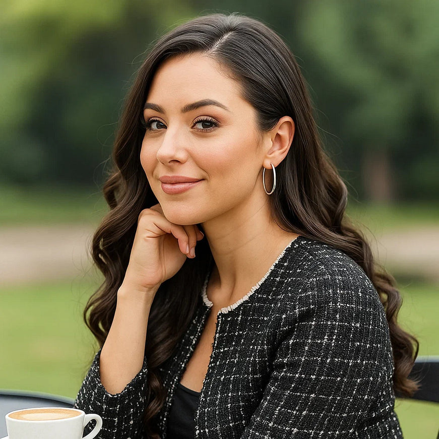 10k White Gold Polished Hoop Earrings (40 mm)